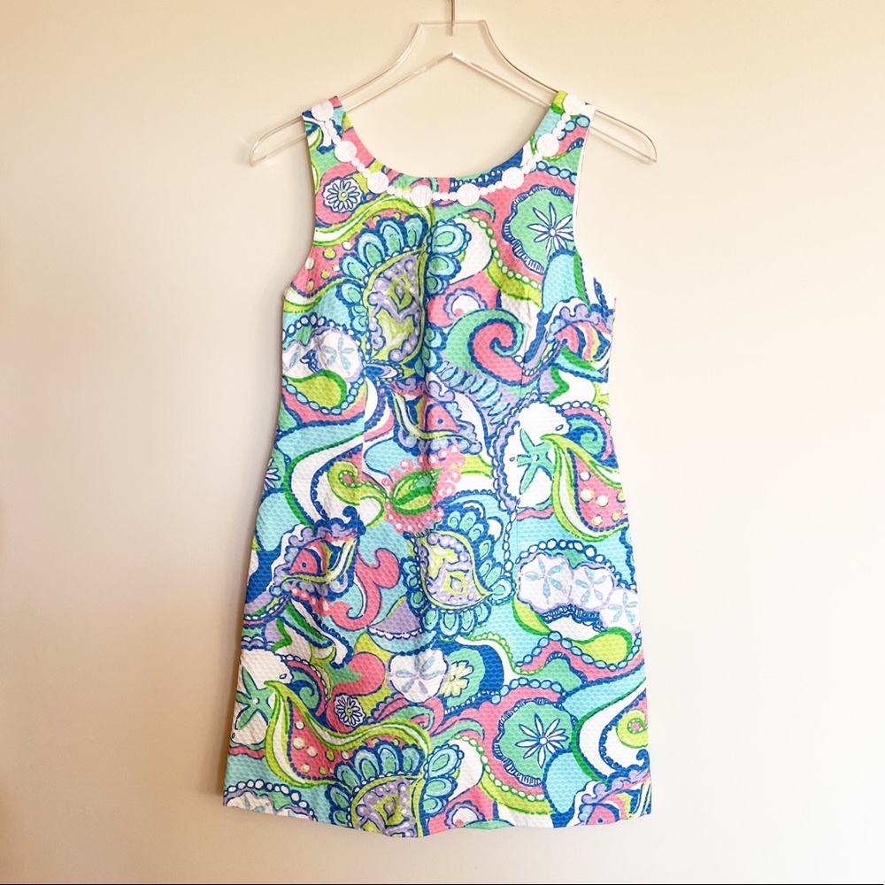 Lilly Pulitzer Delia Multi Conch Republic Lace Shift Mini Dress